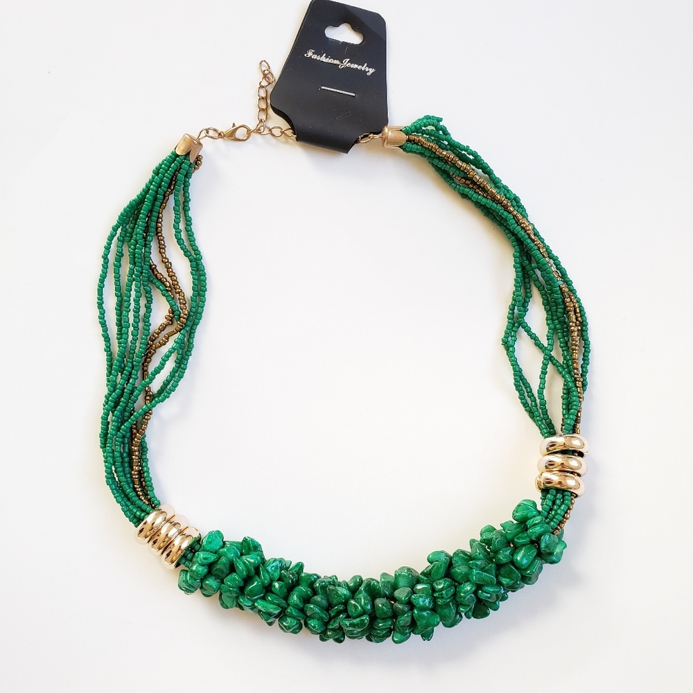Kalimantan Beaded Green Stone Necklace